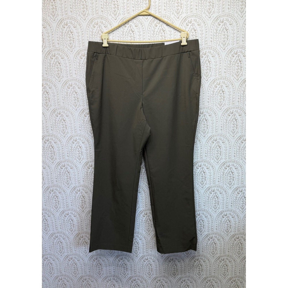 Lane Bryant On-The-Go Pants Womens 20 Olive Green Straight Mid-Rise Stretch‎ New